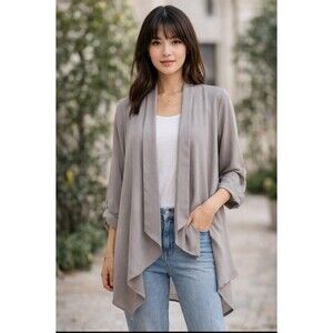 Forever 21 Gray Minimalist Chic 3/4 Sleeve Open Light Weight Jacket Size XS